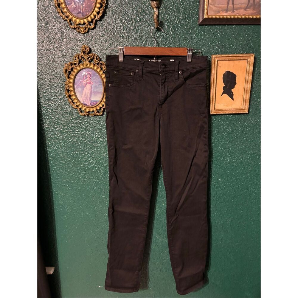 J.Crew Mid Rise Slim Pants Black Stretch Sz 27 Tall